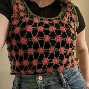 Vintage Sweater vest Psychedelic 60s hand knit